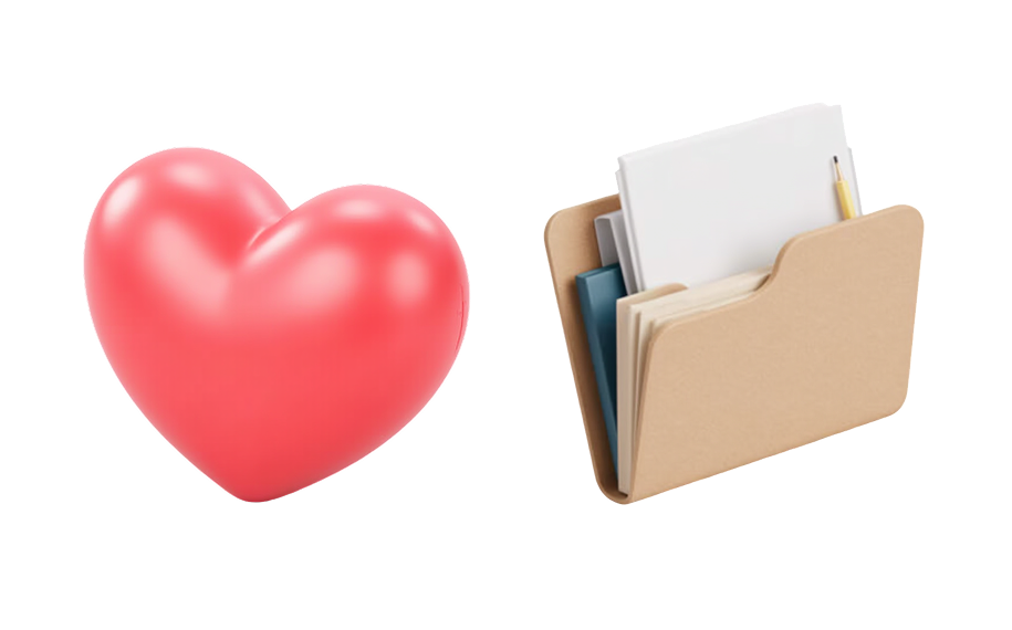 Heart and folder icons for favorite and archive