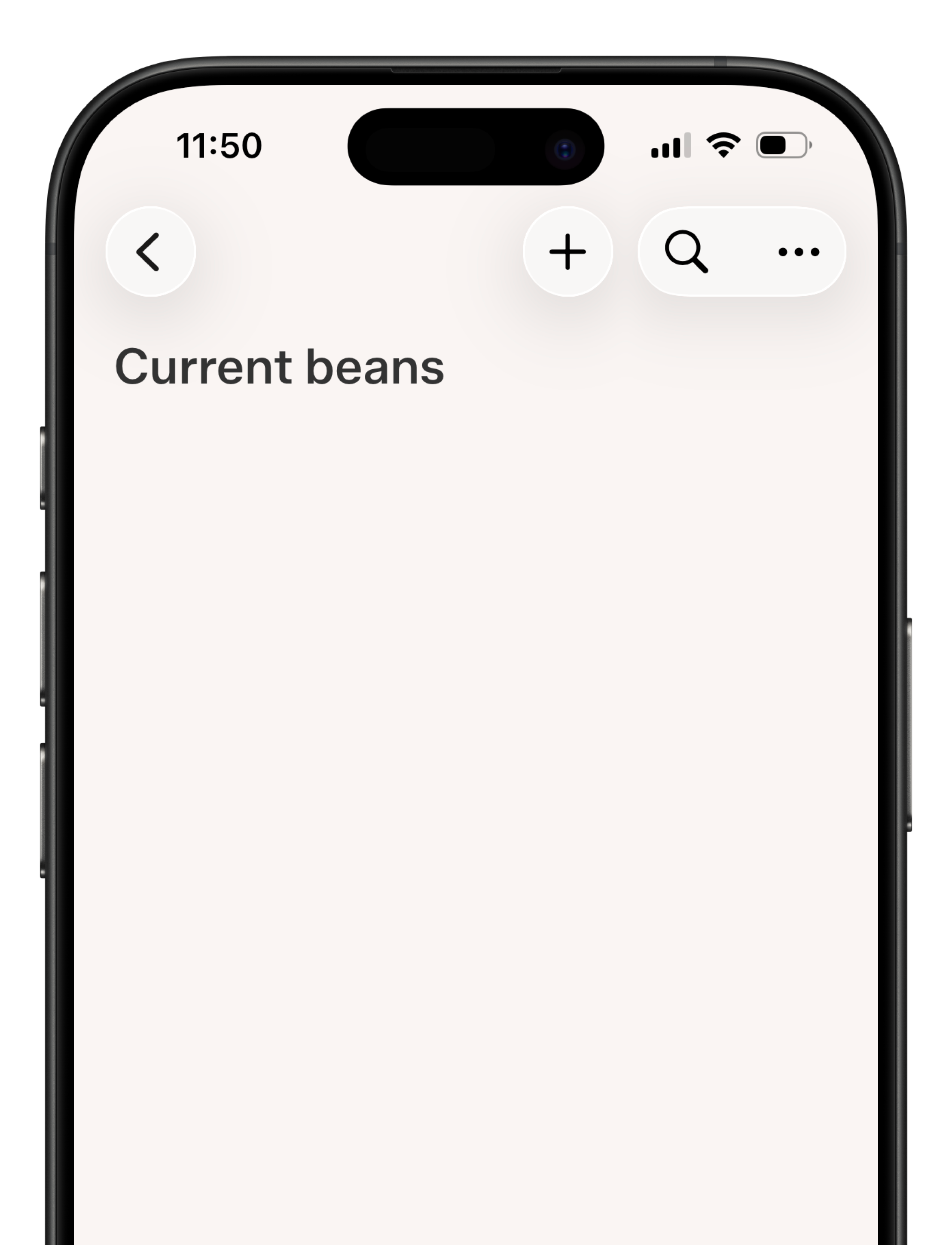 Tazzina Current beans screen