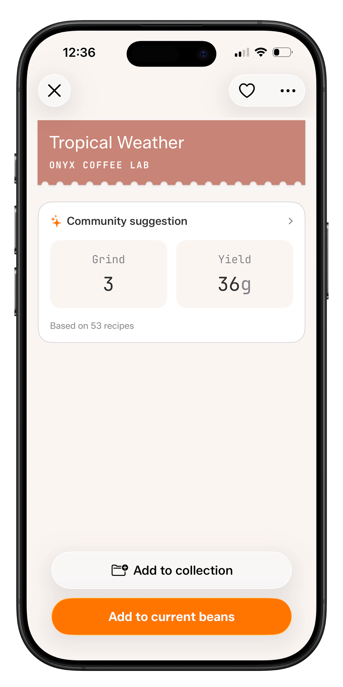 Community suggestion showing Grind 14 and Yield 38g